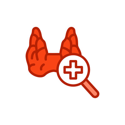检查甲状腺色线图标。孤立的向量元素。