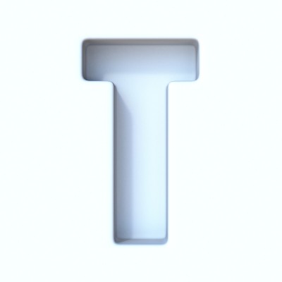 白色洞阴影字体字母T 3D