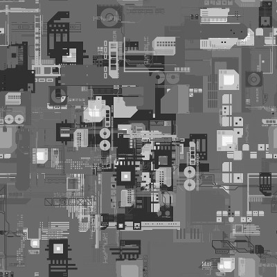 8K灰度科技城市赛博朋克位移贴图纹理3d建模