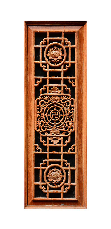 中式窗框，孤立在白色背景上