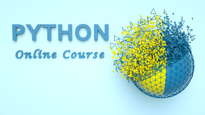 Python在线课程广告的3D插图。Python语言学习。Python计算机课程的横幅。编程在线培训