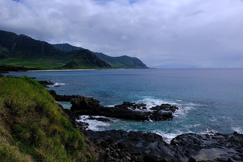 夏威夷瓦胡岛西岸的海岸线