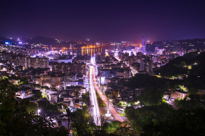 台湾港口基隆港夜景