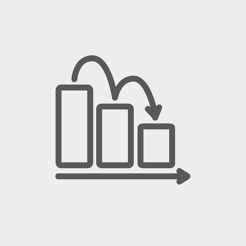 业务图表向下细线图标