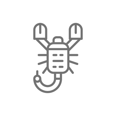 蝎子一行图标。在白色背景上隔离