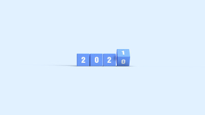 3d演示翻转立方体块改变2020年至2021年。新年庆祝背景。