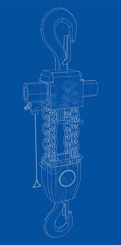 Pneumatic Wire Rope Winch concept outline. Vector