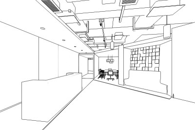 室内空间轮廓素描透视图