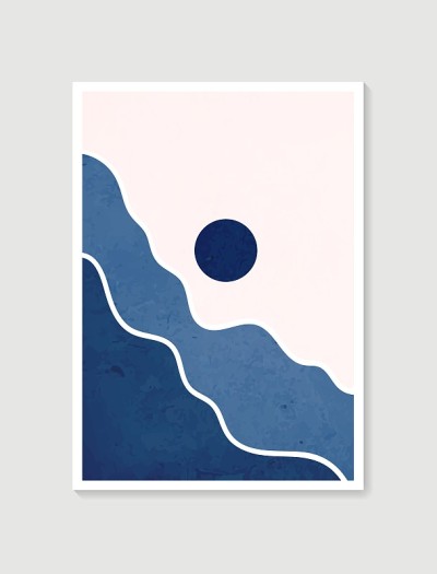 现代极简主义艺术版画。抽象山景的当代美学背景。为墙框版画，海报，封面，家庭装饰，油画版画，墙纸的艺术