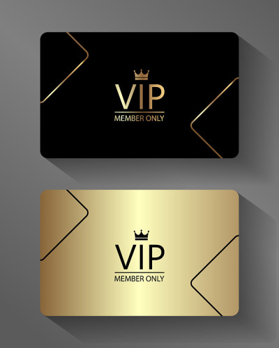 矢量VIP会员卡金色和黑色，优质，优质请帖海报。