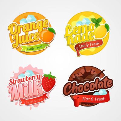 Set of Logos, labels and badges of fresh drink wit
