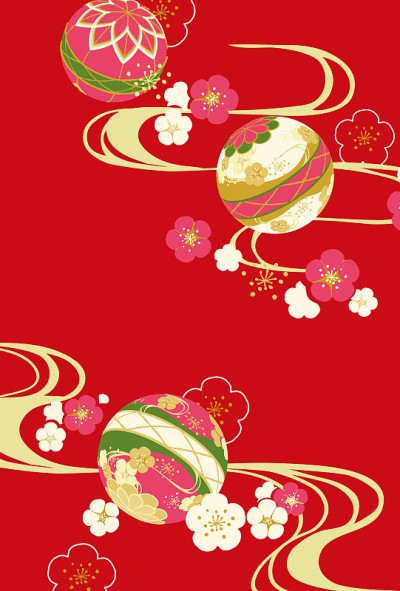 日本梅花和天玛利图案