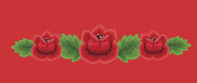 传统民间花绣装饰矢量插画