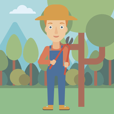 Farmer with pruner in garden