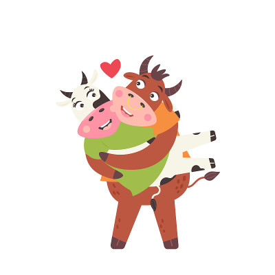 A bull holding a cow