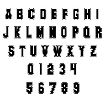 运动字母和数字在白色背景。复古运动的字体。字母和数字向量。