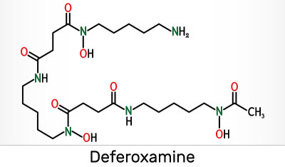 去铁胺，去铁胺B, DFOA, C25H48N6O8分子。它是一种铁螯合剂。骨骼的化学公式