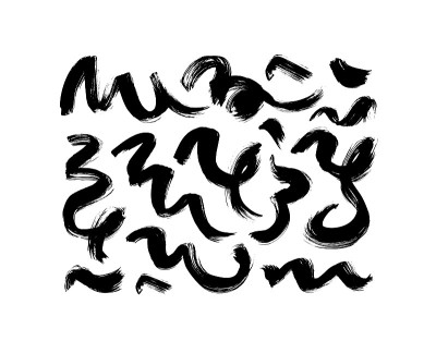 黑色画笔波浪笔触矢量集合。