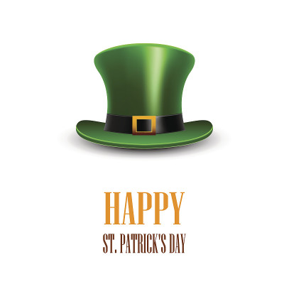 绿色的圣帕特里克节帽子。St.Patrick天打招呼。快乐