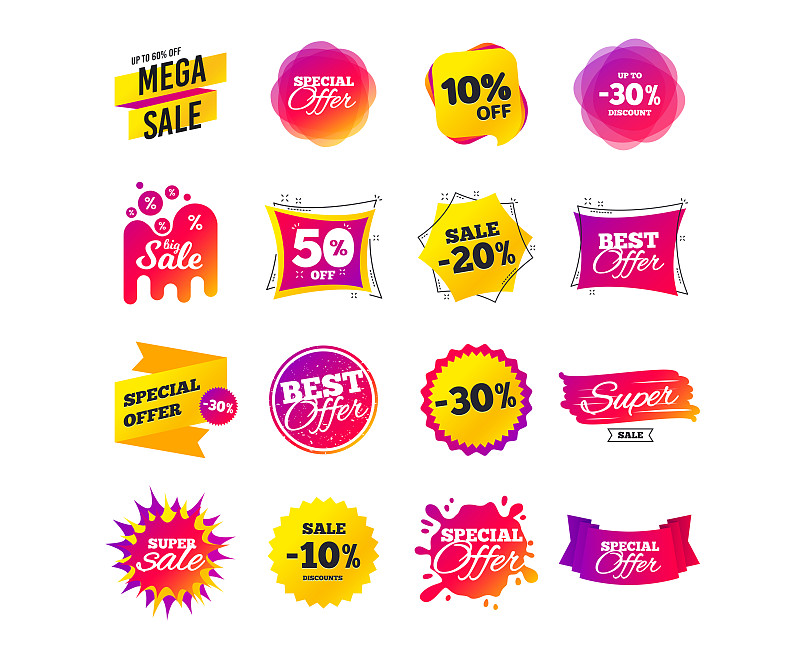 Sale banner templates. Special offer tags. Vector