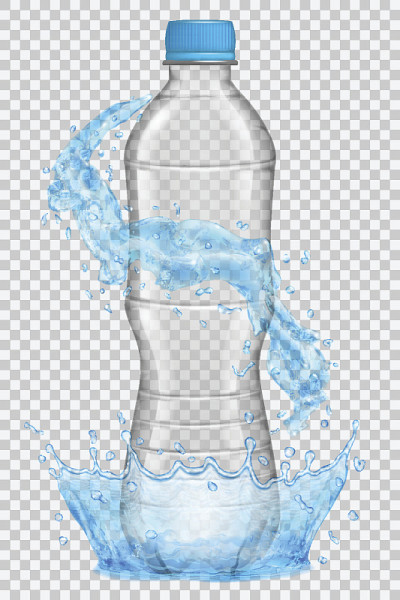 透明塑料瓶带水冠和飞溅