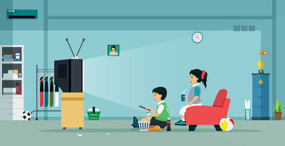 Children watching tv