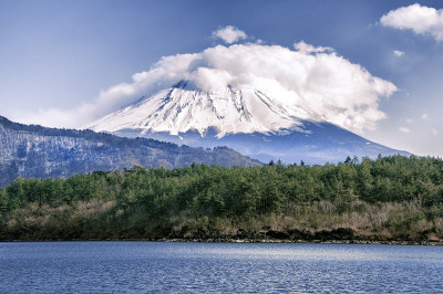 富士山阳光灿烂的下午