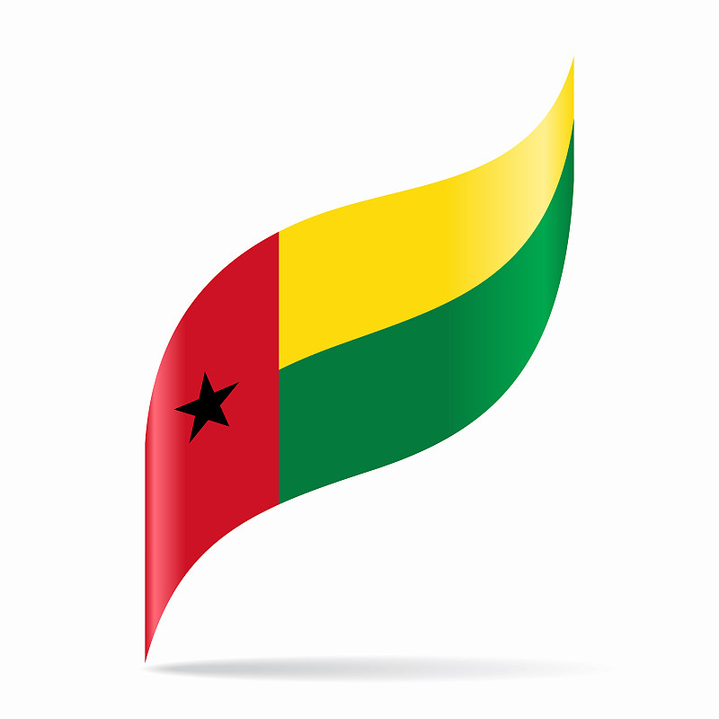 Guinea-Bissau flag wavy abstract background. Vecto