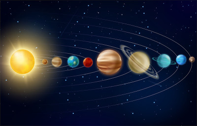 太阳系与行星，教育现实的行星海报，探索星系