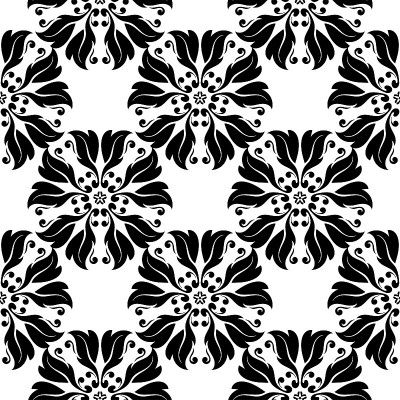 Floral seamless decorative design. Black and white