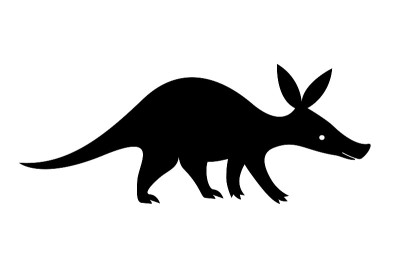 Aardvark黑色剪影。向量的影子。激光切割路径