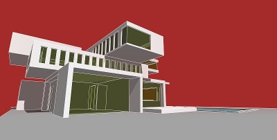 3D插图建筑建筑。