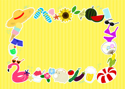 流行夏日手绘插图框架