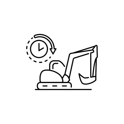 挖掘机租赁颜色线图标。象形文字用于网页、手机应用、促销。
