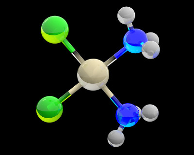 顺植物素分子的3d玻璃渲染