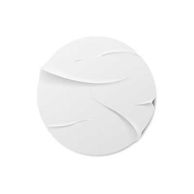 圆皱巴巴的贴纸模型。矢量插图。
