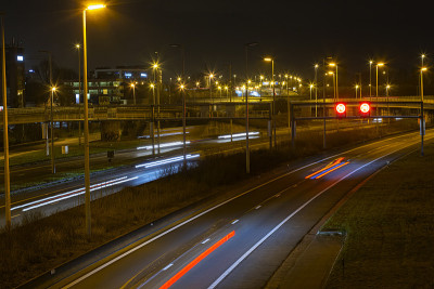 Highway at night next to Ghent