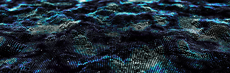 动态粒子波。未来的波点。流数字结构。数据技术背景。3 d渲染。