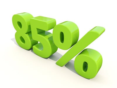白色背景上85%的百分比图标