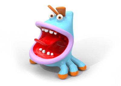 傲慢，响亮的日本卡哇伊风格的人物3D插图