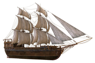 帆船3D插图孤立在白色