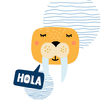 可爱的海象头矢量插图