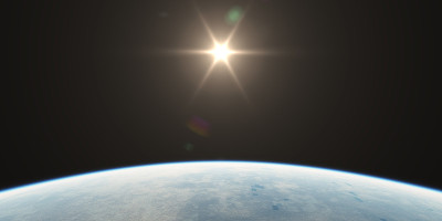 日出从行星轨道景观
