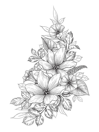 手绘束与花