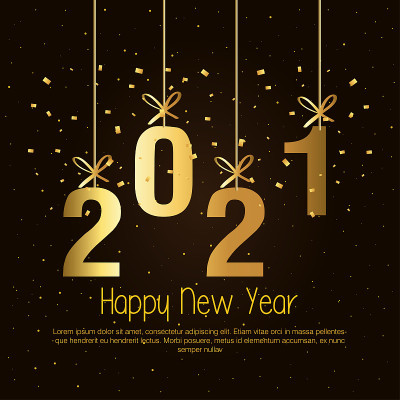2021年新年快乐挂金矢量设计
