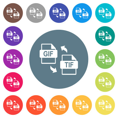 GIF tif文件转换平坦的白色图标上圆形的颜色背景
