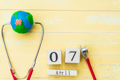 世界卫生日木块日历，4月7日。
