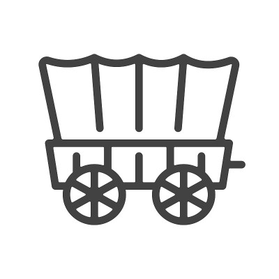 西部覆盖马车轮廓图标。