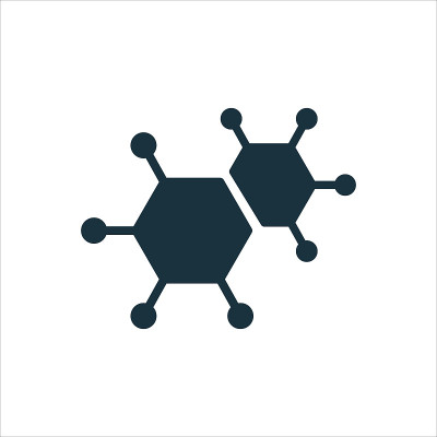 结构网络分子剪影图标。原子连接结构象形文字。形状分子氢，氧，水的图标。孤立的矢量图