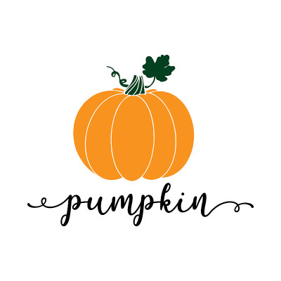 Hand lettered PUMPKIN word with gourd. Lettering f